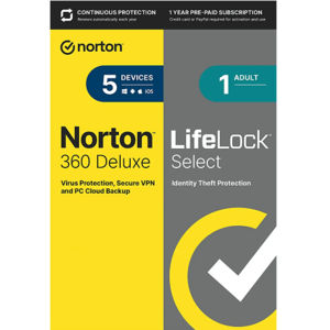 Norton 360 Deluxe with LifeLock Select - 1-Year / 5-Device - Americas